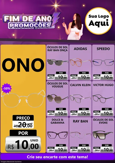 Modelo de Encarte para Encarte A4 Vertical com o tema Fim de Ano Promoções para Óticas