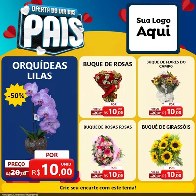 Modelo de Rede Social para Feed Facebook com o tema Oferta Do Dia Dos Pais para Floricultura e jardim