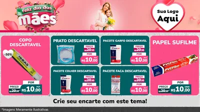 Modelo de TV para TV Horizontal com o tema Feliz Dia das Mães para Embalagens