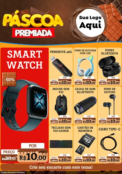 Modelo de Encarte para Encarte A4 Vertical com o tema Páscoa Premiada para Informática