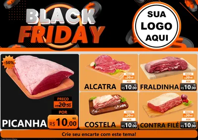 Modelo de Encarte para Encarte A4 Horizontal com o tema Black Friday para Açougue