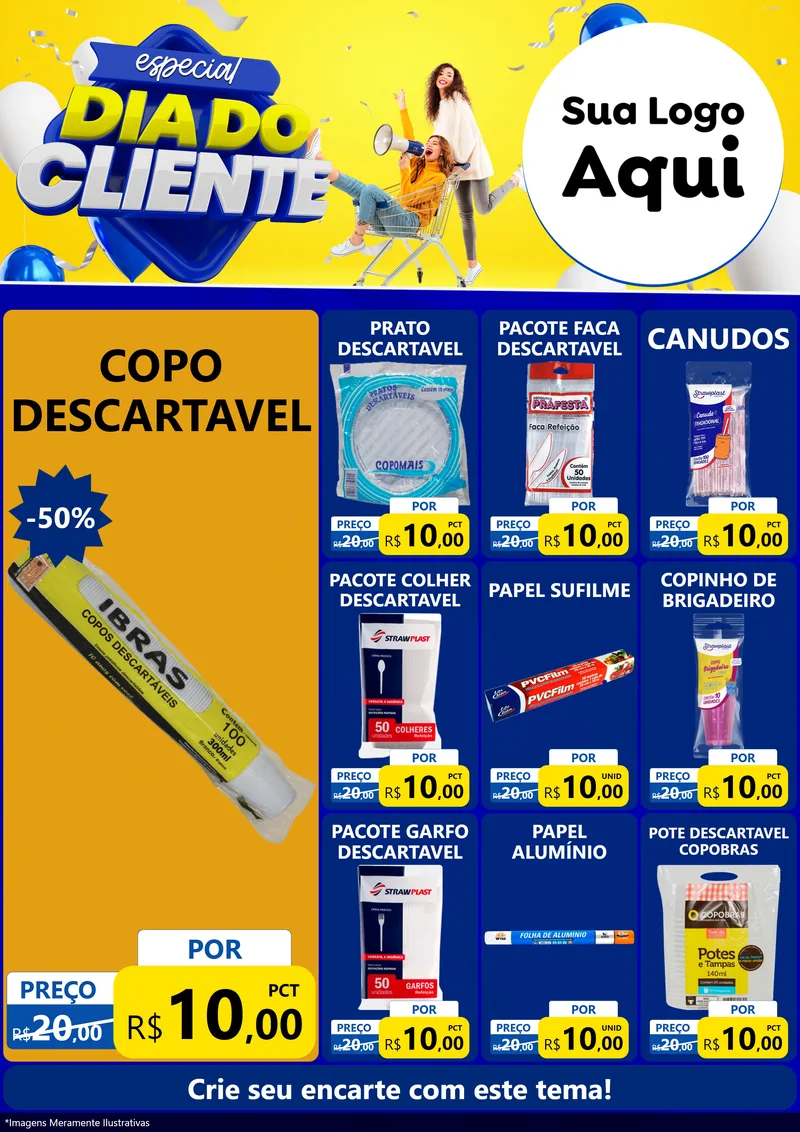 Modelo de Encarte para Encarte A4 Vertical com o tema Especial Dia do Cliente para Embalagens