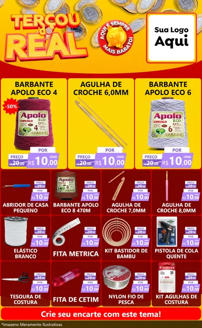 Modelo de Encarte para Encarte Grande com o tema Terçou do Real para Armarinho e Aviamentos