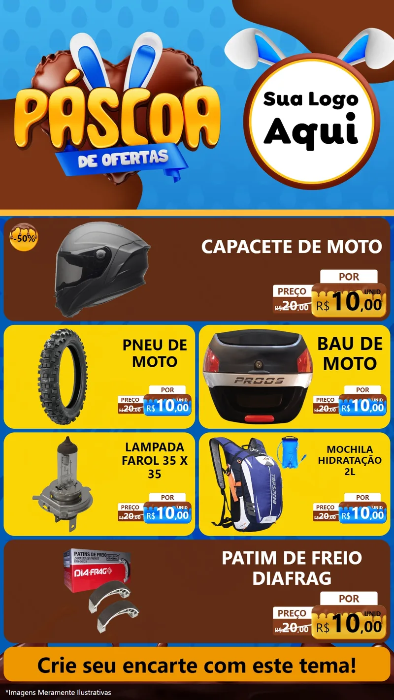 Modelo de TV para TV Vertical com o tema Páscoa de Ofertas para Moto peças