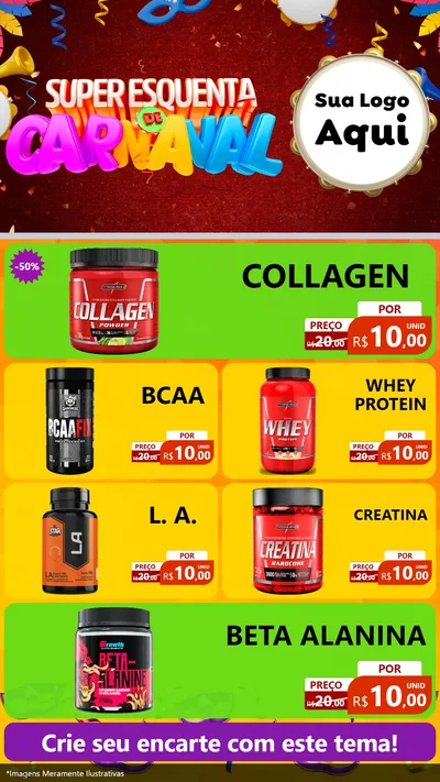 Modelo de TV para TV Vertical com o tema Super Esquenta de Carnaval para Suplementos alimentares