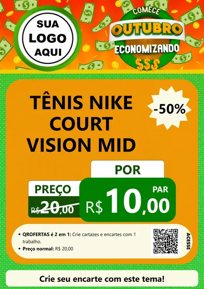 Modelo de Cartaz para Cartaz A4 Vertical com o tema Comece Outubro Economizando para Calçados