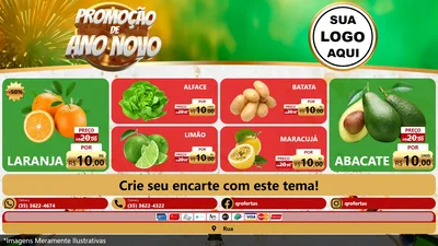 Modelo de TV para TV Horizontal com o tema Promoção de Ano Novo para Hortifrúti