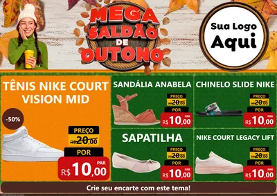 Modelo de Encarte para Encarte A4 Horizontal com o tema Mega Saldão de Outono para Calçados