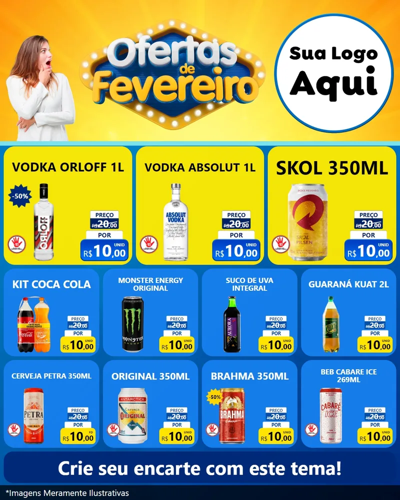 Modelo de Rede Social para Feed Instagram com o tema Ofertas de Fevereiro para Distribuidora de bebidas