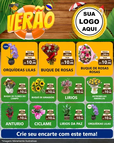 Modelo de Rede Social para Feed Instagram com o tema Verão para Floricultura e jardim