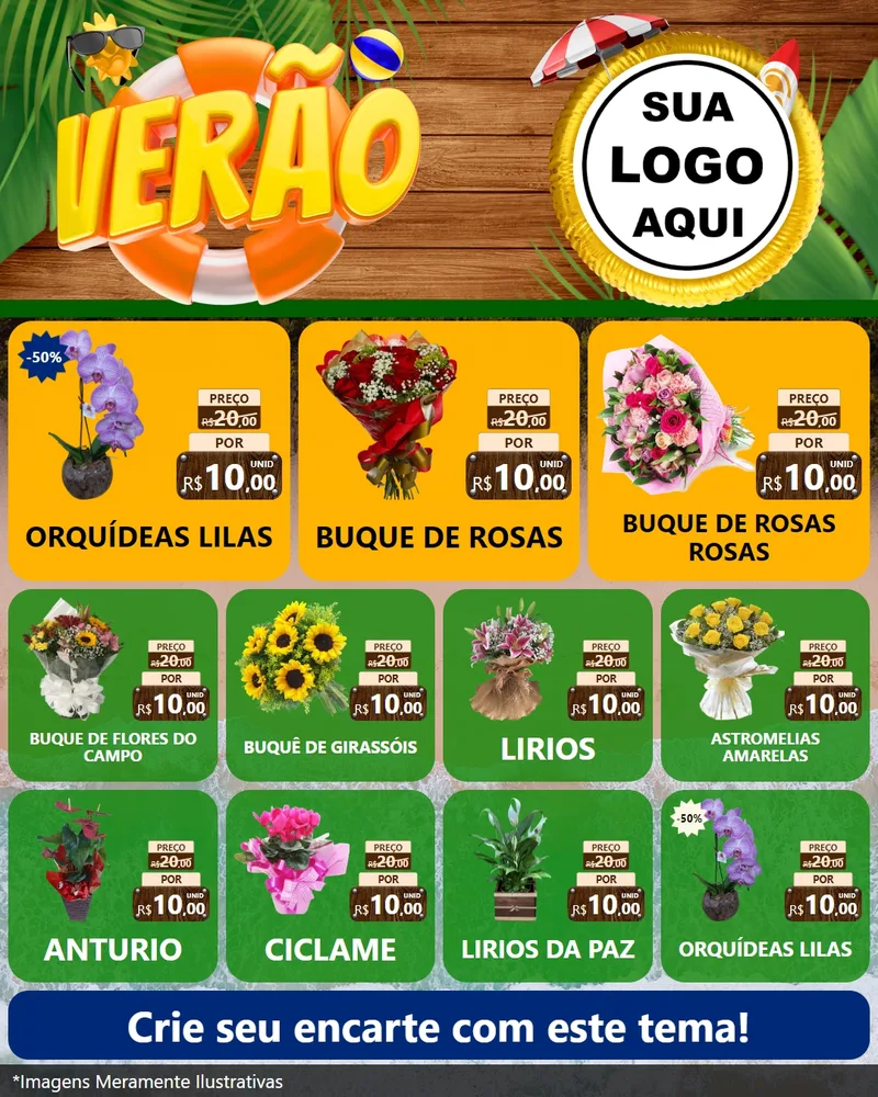 Modelo de Rede Social para Feed Instagram com o tema Verão para Floricultura e jardim