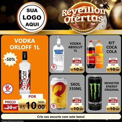Modelo de Rede Social para Feed Facebook com o tema Réveillon de Ofertas para Distribuidora de bebidas