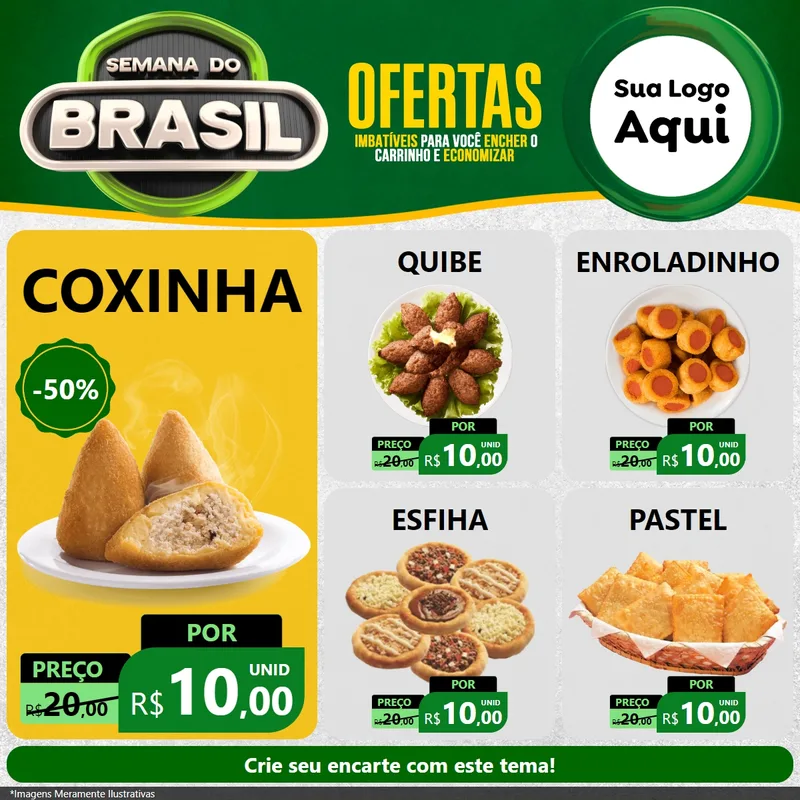 Modelo de Rede Social para Feed Facebook com o tema Semana do Brasil para Salgadaria