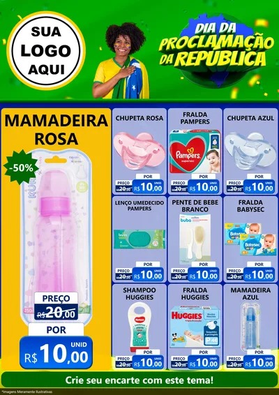 Modelo de Encarte para Encarte A4 Vertical com o tema Dia Da Proclamação Da República para Bebês