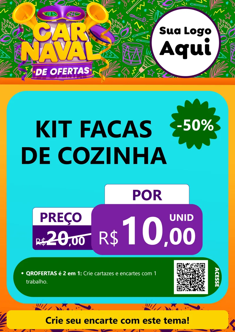 Modelo de Cartaz para Cartaz A4 Vertical com o tema Carnaval de Ofertas para Utilidades Domésticas