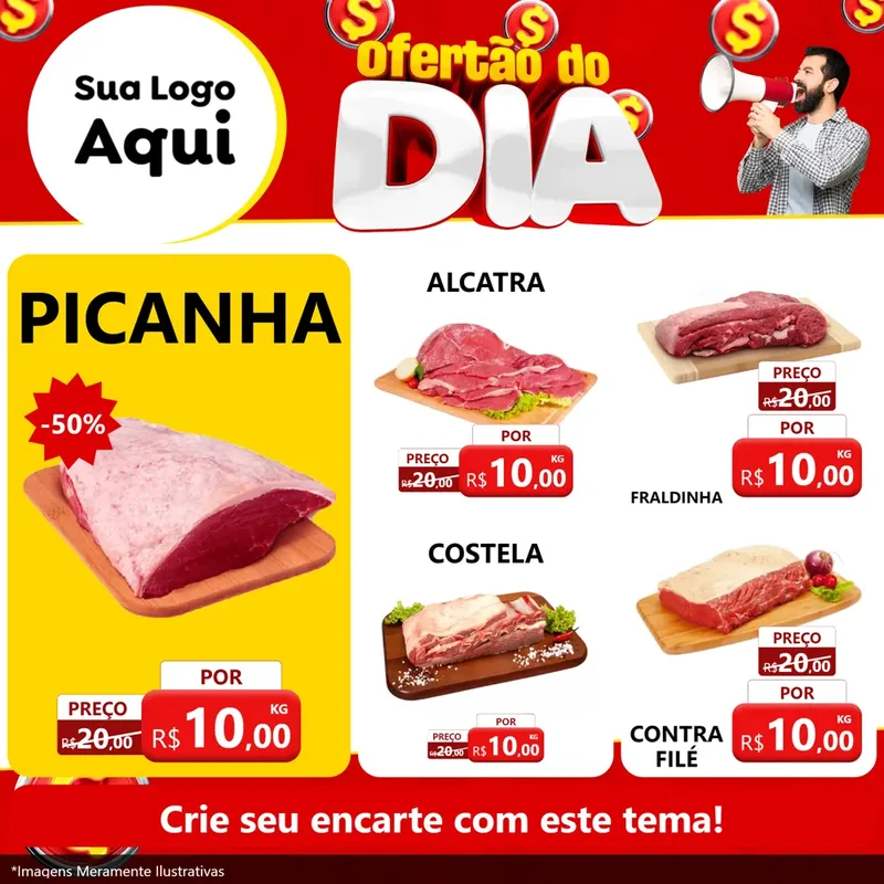 Modelo de Rede Social para Feed Facebook com o tema Ofertão do dia para Açougue