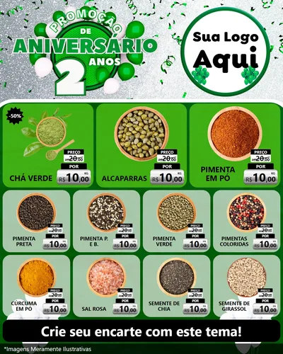 Modelo de Rede Social para Feed Instagram com o tema Promoção de Aniversário - 2 Anos para Produtos Naturais