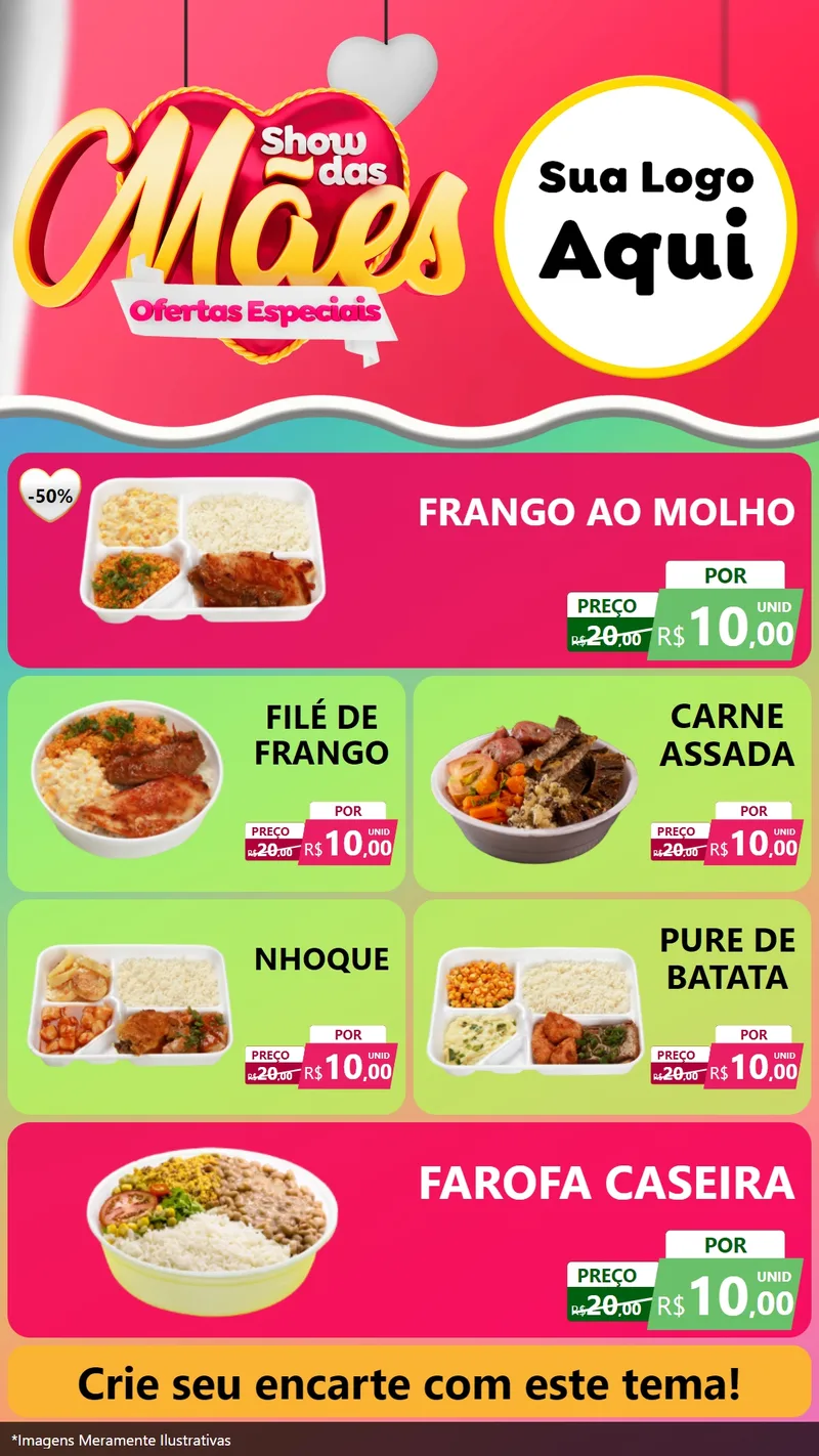 Modelo de TV para TV Vertical com o tema Show das Mães - Ofertas Especiais para Restaurante