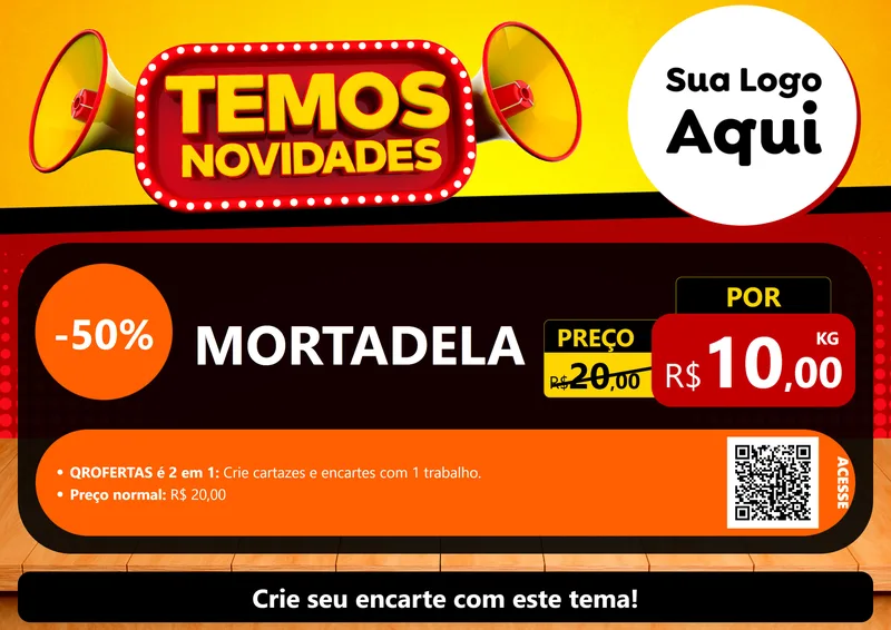 Modelo de Cartaz para Cartaz A4 Horizontal com o tema Temos Novidades para Frios e Laticínios