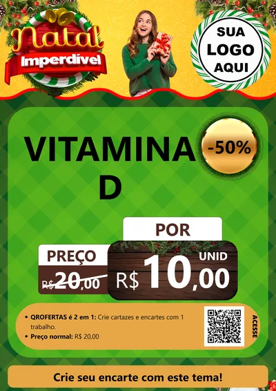 Modelo de Cartaz para Cartaz A4 Vertical com o tema Natal Imperdível para Farmácia