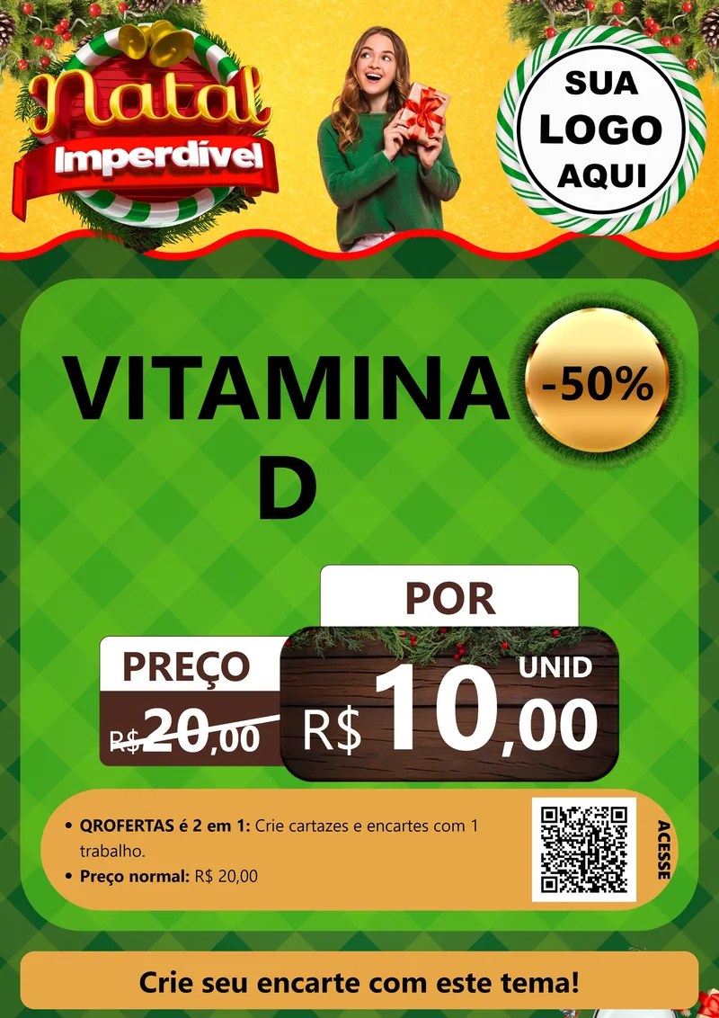 Modelo de Cartaz para Cartaz A4 Vertical com o tema Natal Imperdível para Farmácia