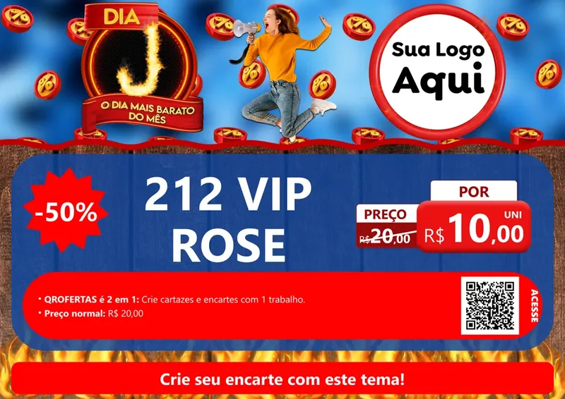 Modelo de Cartaz para Cartaz A4 Horizontal com o tema Dia J - O Dia Mais Barato Do Mês para Perfumes