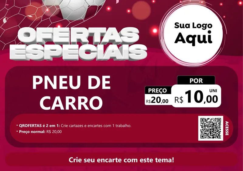 Modelo de Cartaz para Cartaz A4 Horizontal com o tema Ofertas Especiais - Futebol para Auto peças