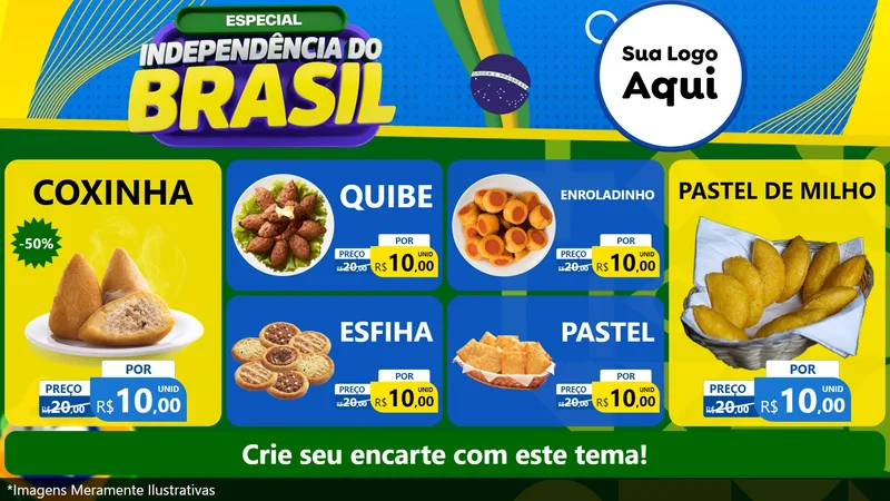 Modelo de TV para TV Horizontal com o tema Especial Independência do Brasil para Salgadaria
