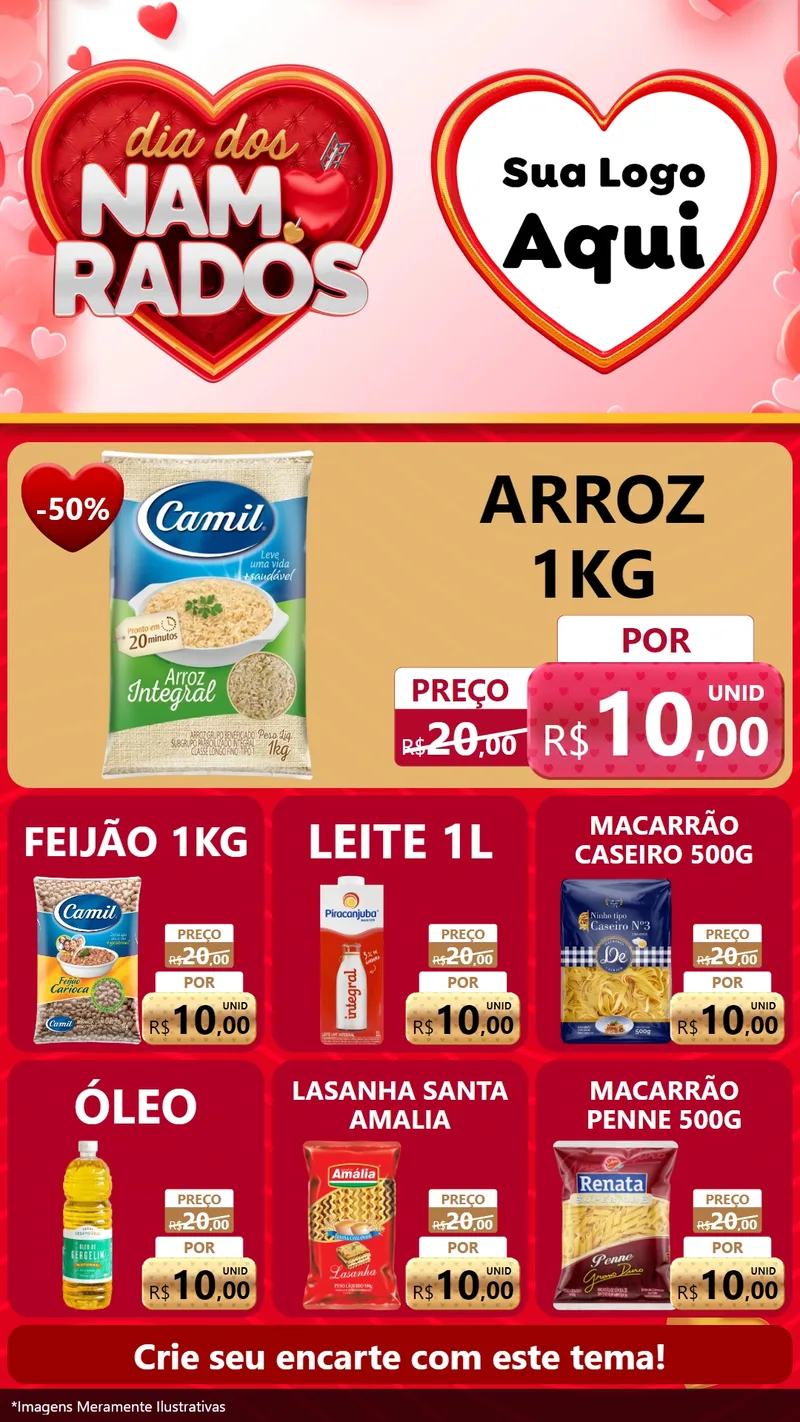 Modelo de Rede Social para Stories com o tema Dia dos Namorados para Supermercado