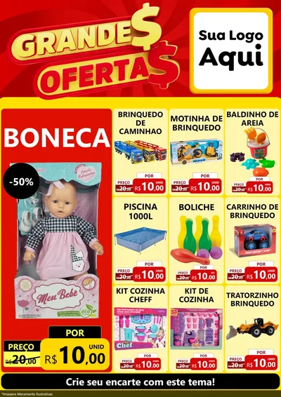 Modelo de Encarte para Encarte A4 Vertical com o tema Grandes Ofertas para Brinquedos