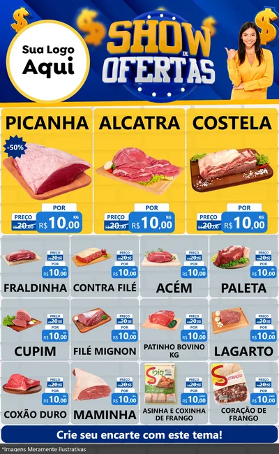Modelo de Encarte para Encarte Grande com o tema Show de Ofertas para Açougue