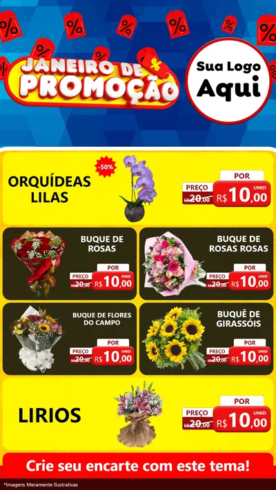 Modelo de TV para TV Vertical com o tema Janeiro de Promoção para Floricultura e jardim