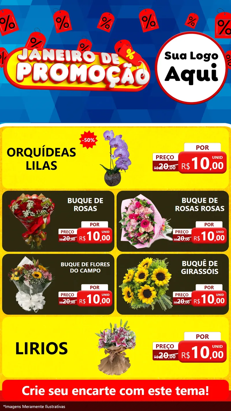 Modelo de TV para TV Vertical com o tema Janeiro de Promoção para Floricultura e jardim