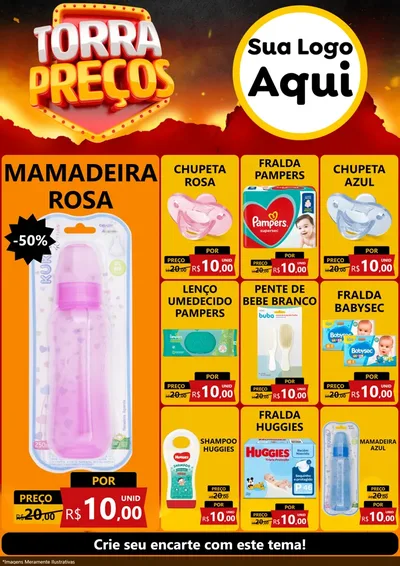 Modelo de Encarte para Encarte A4 Vertical com o tema Torra Preços para Bebês