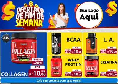 Modelo de Encarte para Encarte A4 Horizontal com o tema Ofertaço de Fim de Semana para Suplementos alimentares