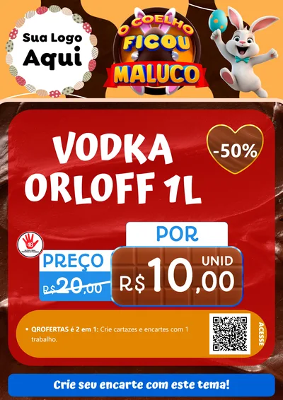 Modelo de Cartaz para Cartaz A4 Vertical com o tema O Coelho Ficou Maluco - Páscoa para Distribuidora de bebidas