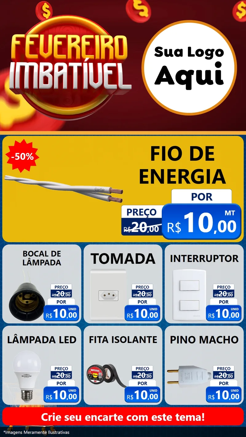 Modelo de Rede Social para Stories com o tema Fevereiro Imbatível para Materiais Elétricos