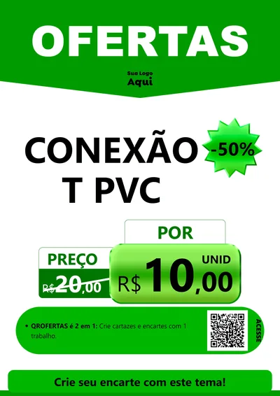 Modelo de Cartaz para Cartaz A4 Vertical com o tema Ofertas Verde Cartaz para Tubos e conexões