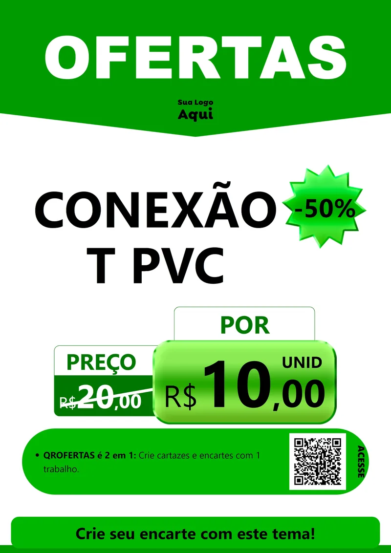 Modelo de Cartaz para Cartaz A4 Vertical com o tema Ofertas Verde Cartaz para Tubos e conexões