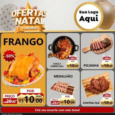 Modelo de Rede Social para Feed Facebook com o tema Ofertas De Natal E Ano Novo para Assados