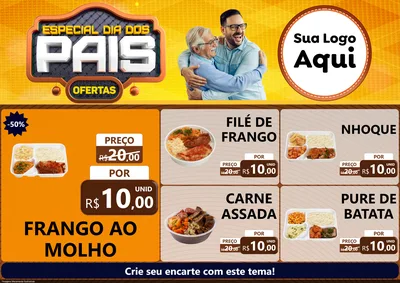 Modelo de Encarte para Encarte A4 Horizontal com o tema Especial Dia dos Pais para Restaurante