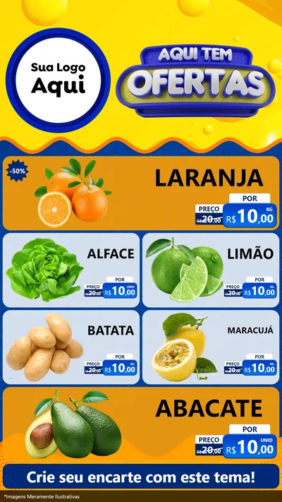 Modelo de TV para TV Vertical com o tema Aqui Tem Ofertas para Hortifrúti