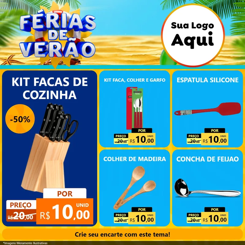 Modelo de Rede Social para Feed Facebook com o tema Férias de Verão para Utilidades Domésticas