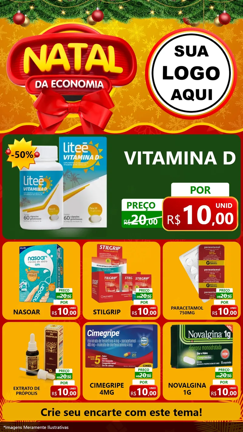 Modelo de Rede Social para Stories com o tema Natal da Economia para Farmácia