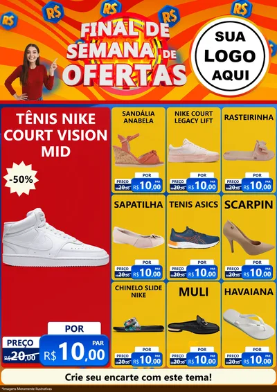 Modelo de Encarte para Encarte A4 Vertical com o tema Final de Semana de Ofertas para Calçados