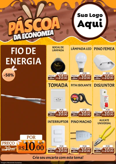 Modelo de Encarte para Encarte A4 Vertical com o tema Páscoa da Economia para Materiais Elétricos