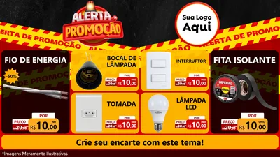 Modelo de TV para TV Horizontal com o tema Alerta de Promoção para Materiais Elétricos