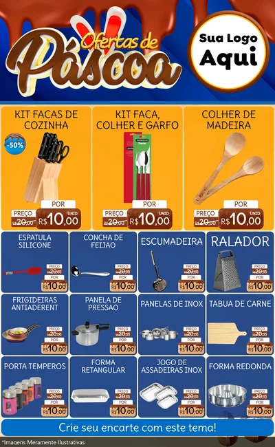 Modelo de Encarte para Encarte Grande com o tema Ofertas de Páscoa para Utilidades Domésticas