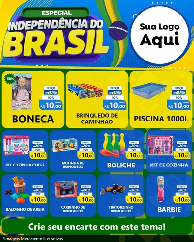 Modelo de Rede Social para Feed Instagram com o tema Especial Independência do Brasil para Brinquedos