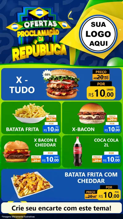 Modelo de TV para TV Vertical com o tema Ofertas Proclamação da República para Hamburgueria